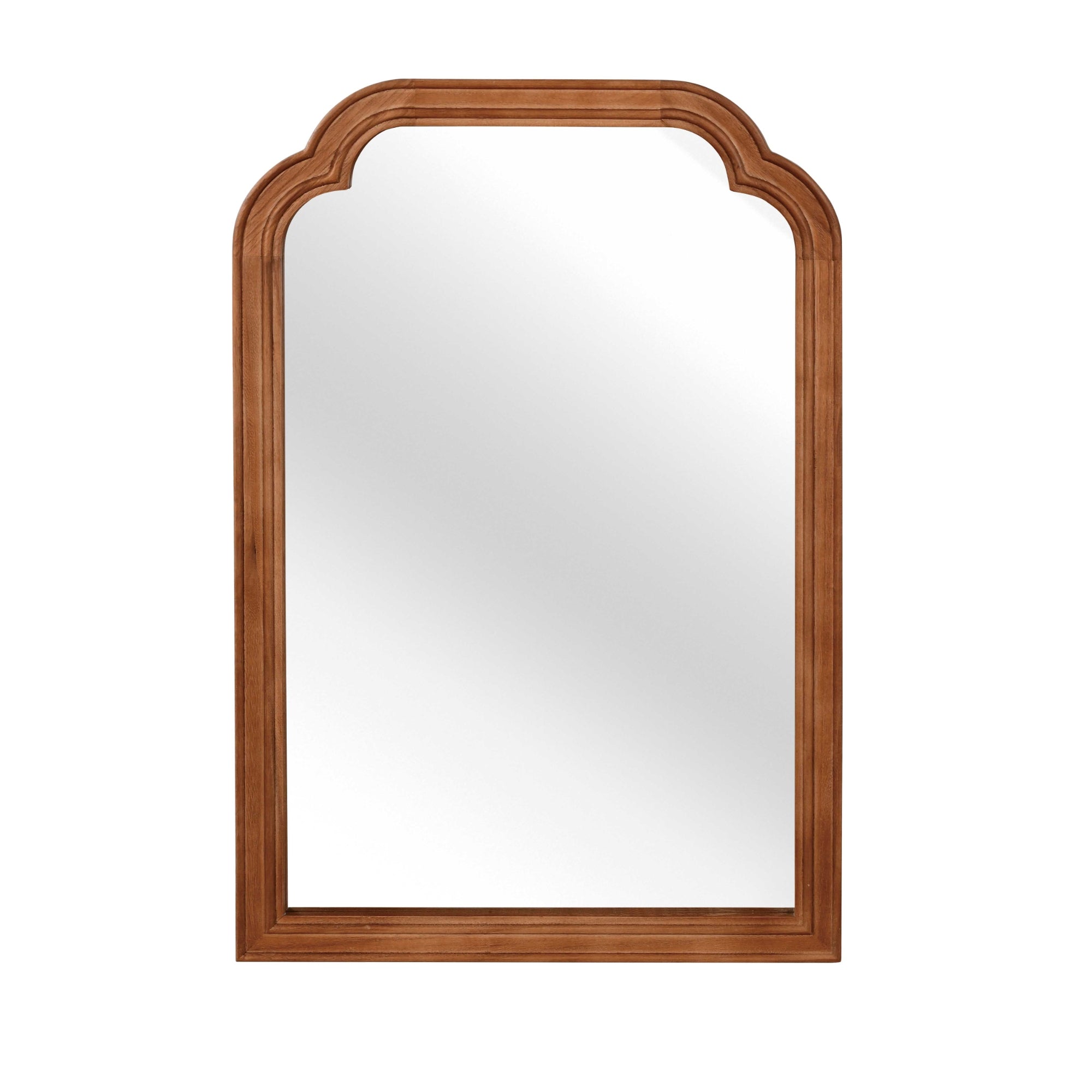 VanityFus 30-in W 20-in H Arch Yellowish-Brown Framed Beveled Bathroom Vanity Mirror Wall Mirror